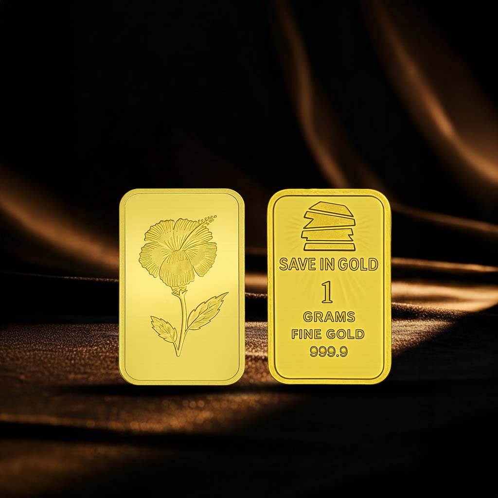 1 Gram Elegant Flower Gold Bar